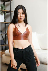 Leto Accessories Vegan Leather Plunge Bralette