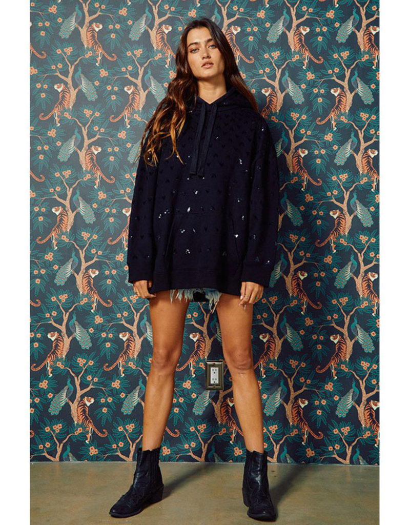 Bucketlist Black Sequin Embellished Hoodie