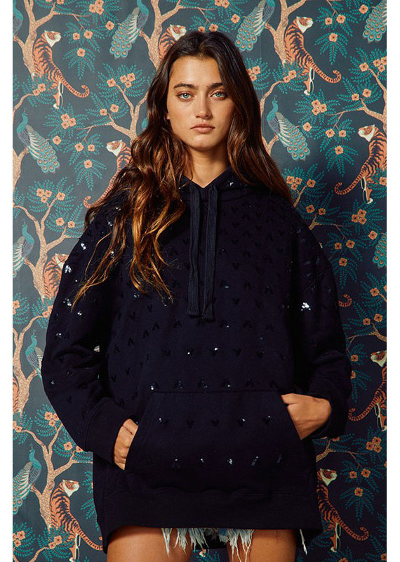 Bucketlist Black Sequin Embellished Hoodie