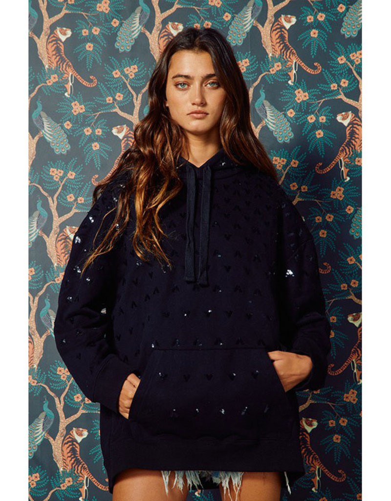 Bucketlist Black Sequin Embellished Hoodie