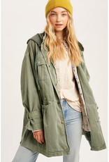Listicle Olive Parka w/Removable Hood