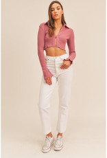 Mable Rose Collared Ribbed Top