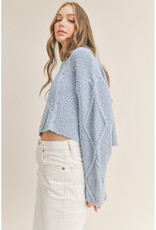 Mable Blue Cropped Cable Knit Sweater