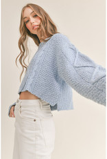 Mable Blue Cropped Cable Knit Sweater