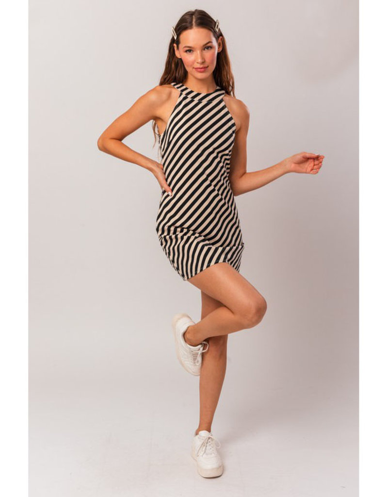 Le Lis Diagonal Stripe Mini Dress
