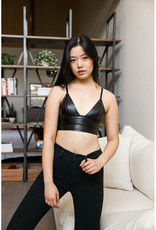 Leto Accessories Vegan Leather Plunge Bralette