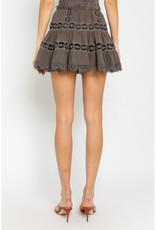 Olivaceous Lace Trimmed Mini Skirt