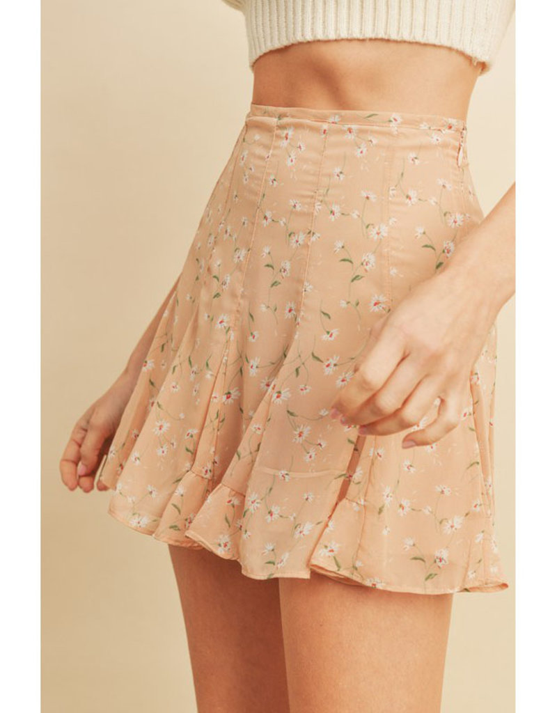 Dress Forum Blush Flared Floral Print Mini Skirt