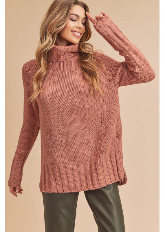 AEMI+CO Rose Slouchy Turtleneck Sweater