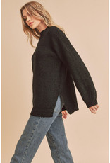 AEMI+CO Fuzzy Black Mock Neck Sweater