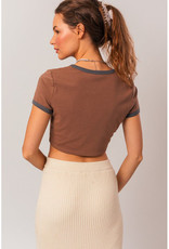 Le Lis Brown Butterfly Crop Top