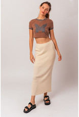 Le Lis Brown Butterfly Crop Top