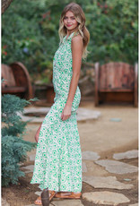 AAKAA Green Floral Tank & Tiered Maxi Skirt Set