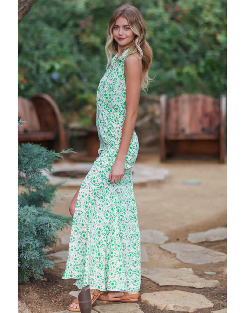 AAKAA Green Printed Halter Maxi Dress