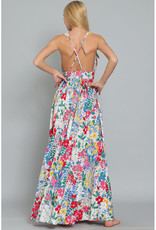 AAKAA Multicolor Floral Sleeveless Tie Front Dress