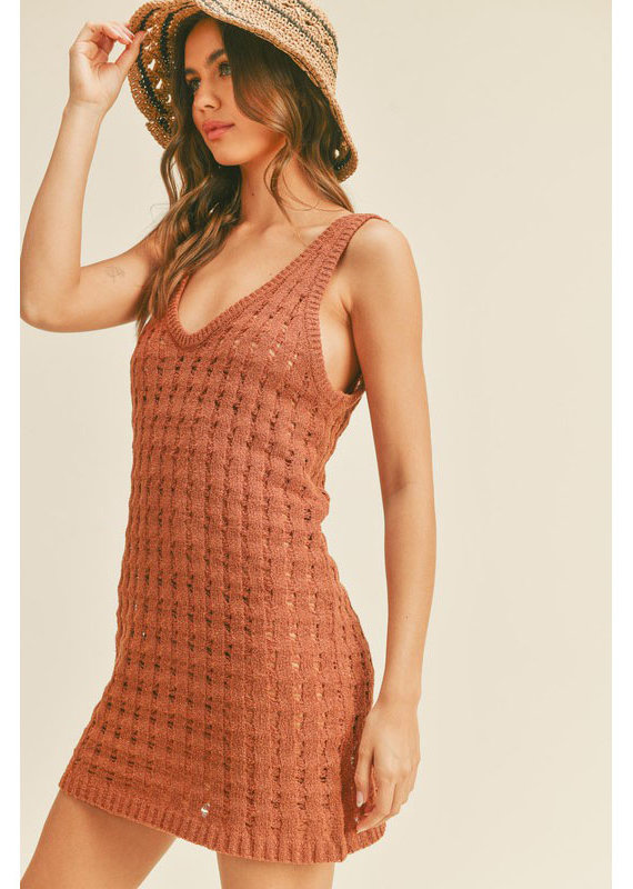 Miou Muse Toffee Knitted Tank Dress