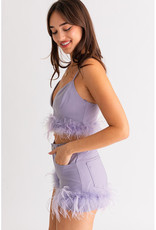 Le Lis Dusty Lavender Feather Detailed Top
