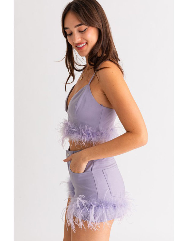 Le Lis Dusty Lavender Feather Detailed Top