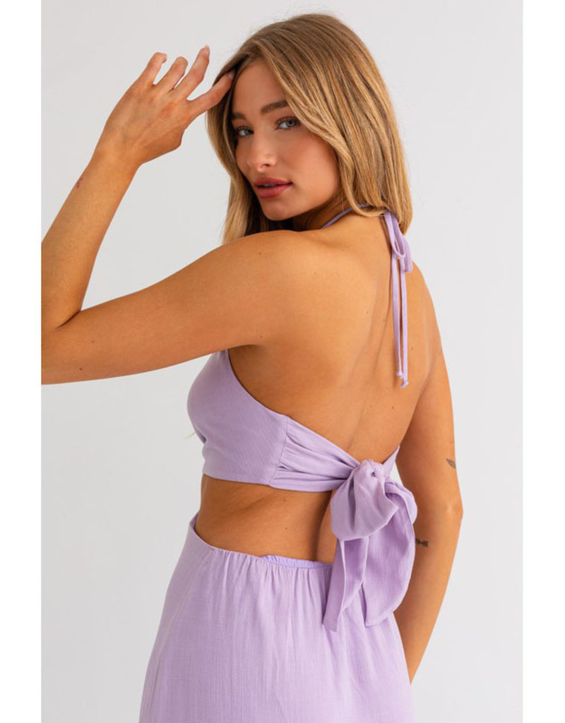 Le Lis Lavender Halter Cutout Maxi Dress