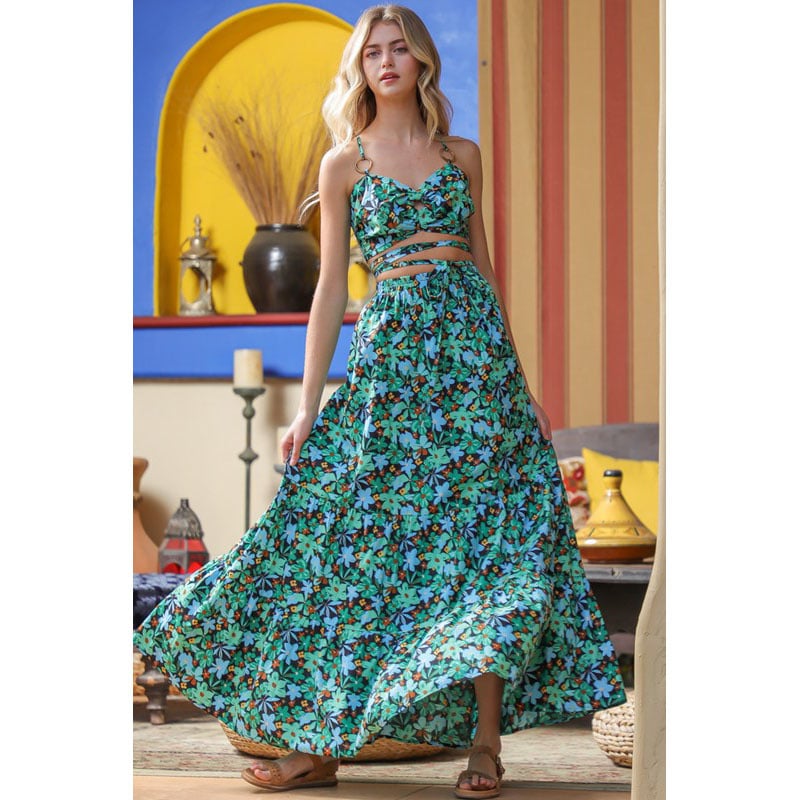 Maisie Maxi, Lily Pad Green Floral, All Sizes