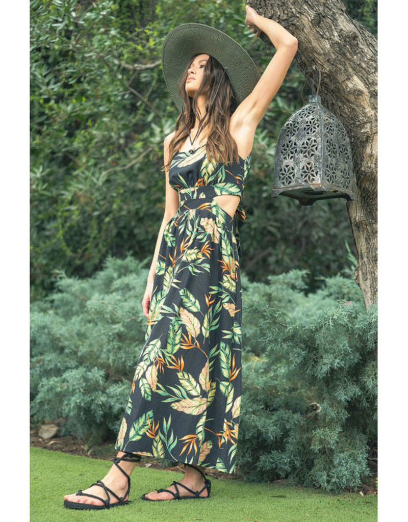 ILLA ILLA Tropical Print Cut Out Maxi Dress