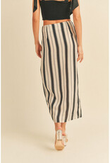 Miou Muse Navy Striped Midi Wrap Skirt