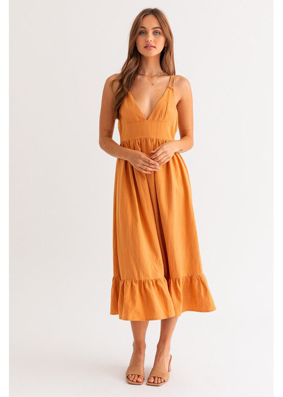 Le Lis Dusty Orange Midi Dress