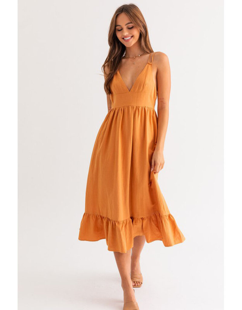 Le Lis Dusty Orange Midi Dress