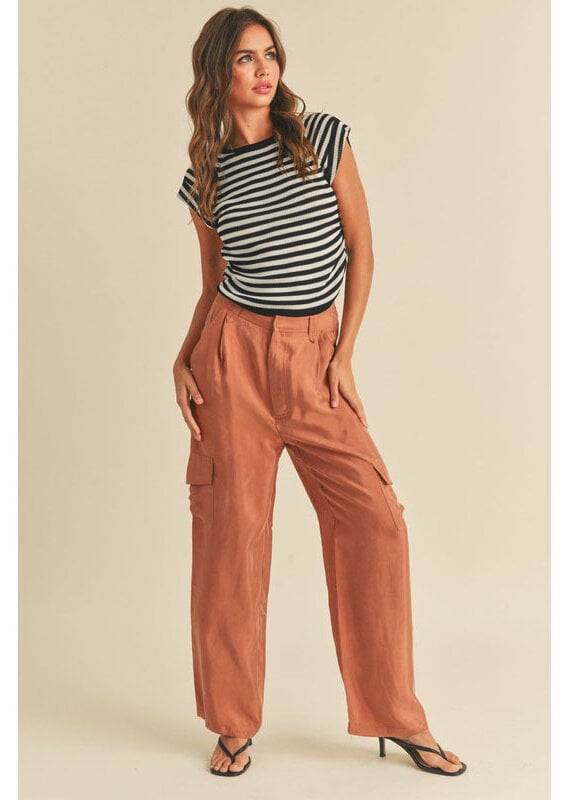 Miou Muse Dusty Brick Straight Leg Cargo Pants