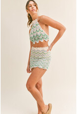 Mable Crochet Multi Color Halter Top & Mini Skirt