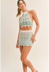 Mable Crochet Multi Color Halter Top & Mini Skirt