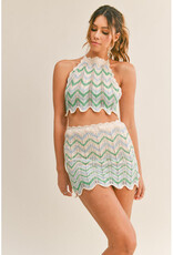 Mable Crochet Multi Color Halter Top & Mini Skirt