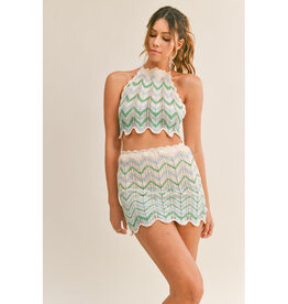 Mable Crochet Multi Color Halter Top & Mini Skirt