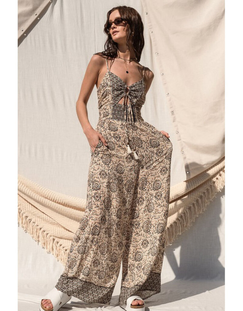 Border Print Jumpsuit - Firefly