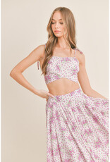 Mable Magenta Floral Print Cami Top & Midi Skirt Set