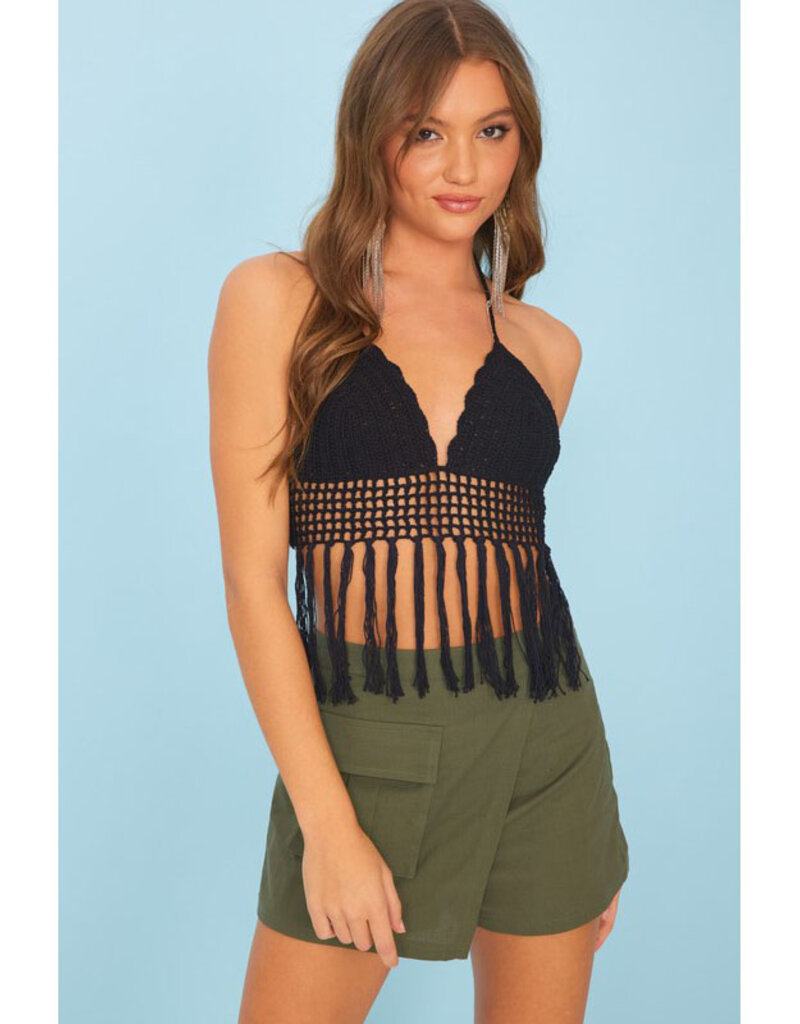 idem ditto Fringe Crochet Top