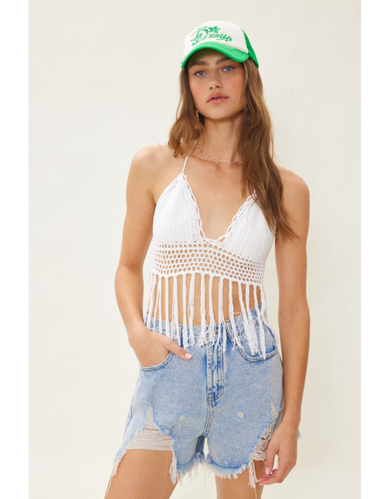 idem ditto Fringe Crochet Top