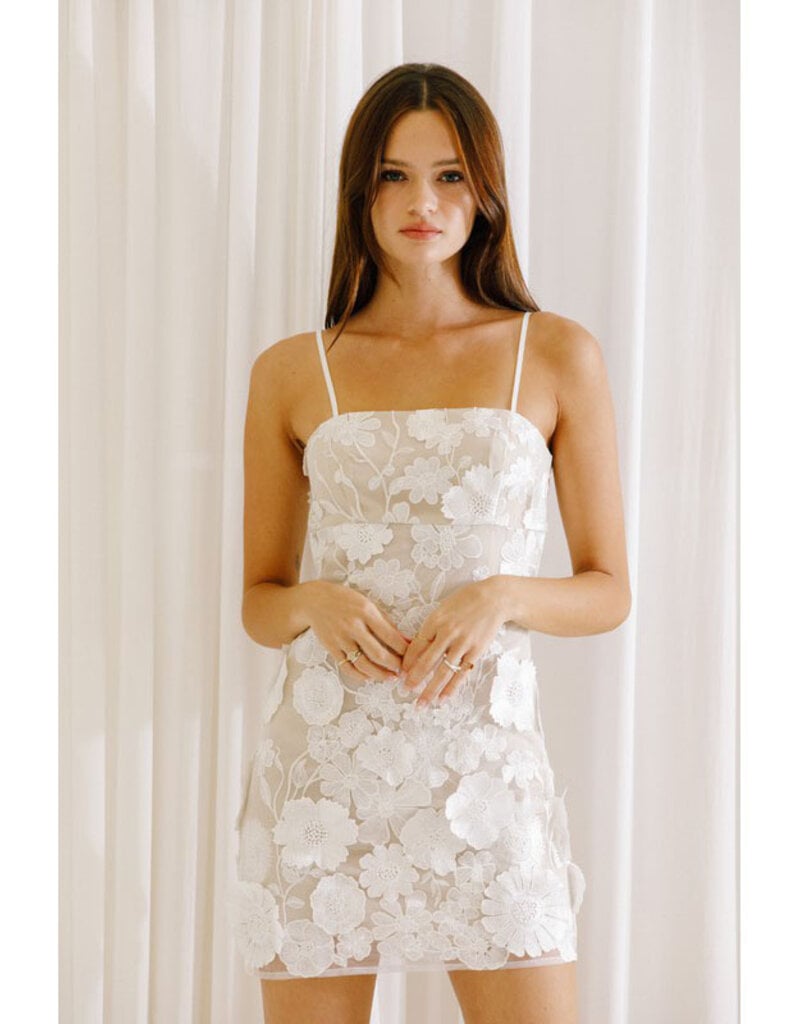 Storia White + Nude Floral Mini Dress