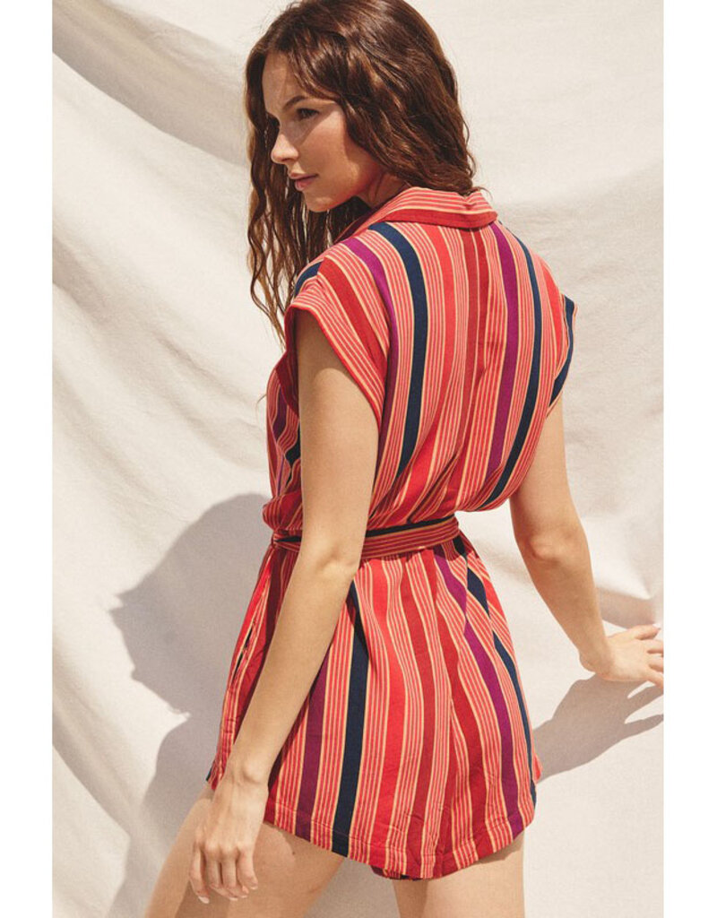 Dress Forum Striped Button Up Romper