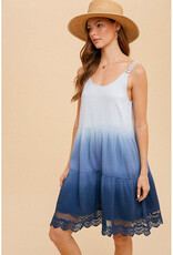 Hem & Thread Crochet Back Dip Dyed Babydoll Dress