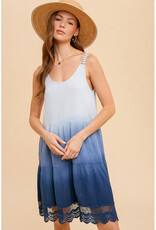 Hem & Thread Crochet Back Dip Dyed Babydoll Dress