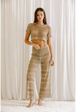 Storia Tan Mesh Crochet Drawstring Pants