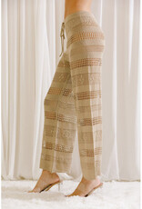 Storia Tan Mesh Crochet Drawstring Pants