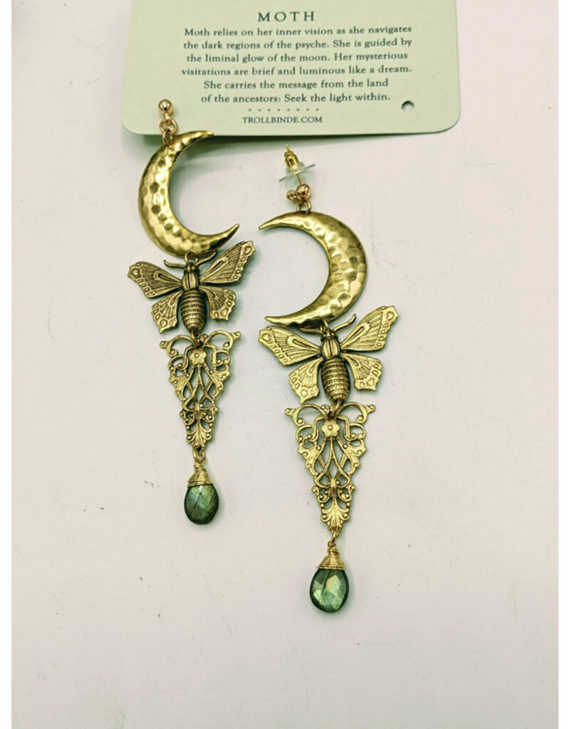 Trollbinde Moth and Moon Mystic Earrings
