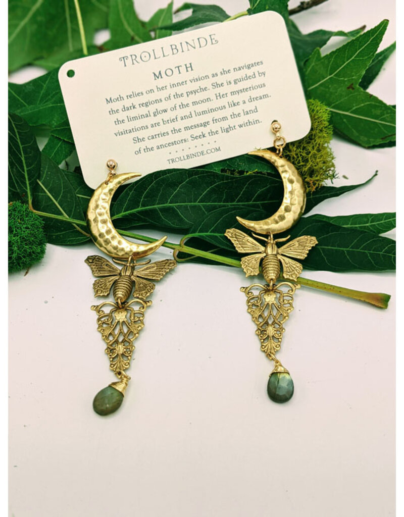 Trollbinde Moth and Moon Mystic Earrings