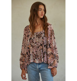 by together Floral Scoop Back Long Sleeve Blouse