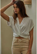 by together Ivory Button Up Twist Top
