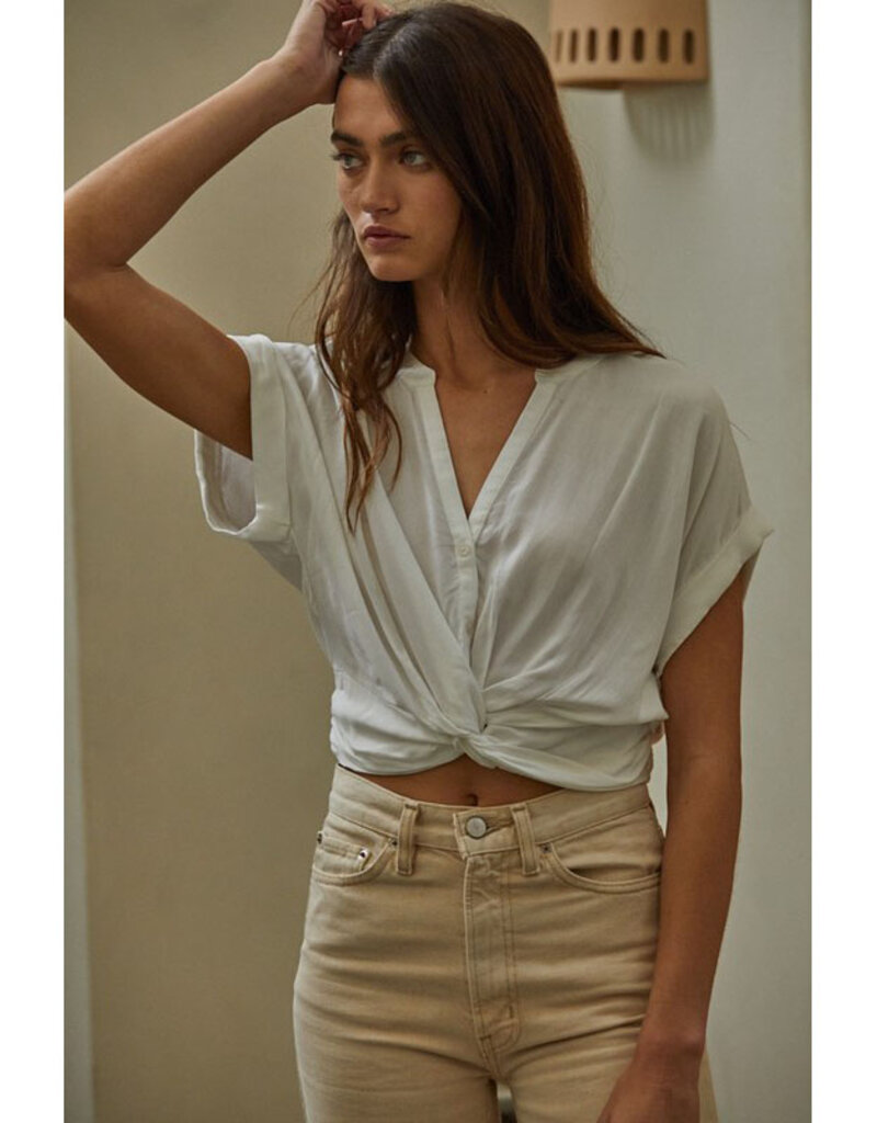 by together Ivory Button Up Twist Top