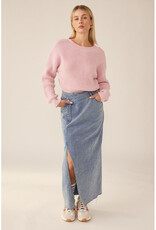 idem ditto Denim Washed Front Side Split Midi Skirt