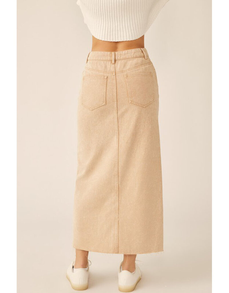 idem ditto Denim Washed Front Side Split Midi Skirt